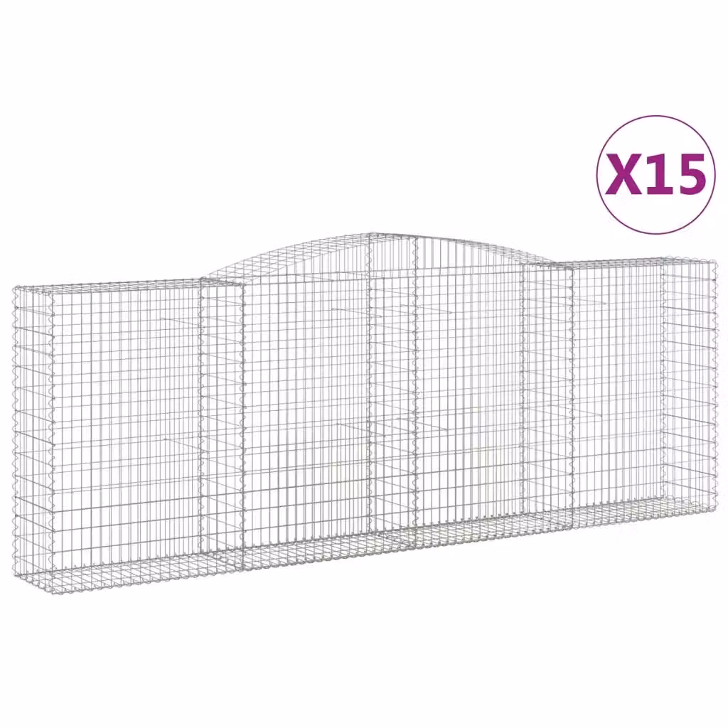 Set di 15 Cesti Gabbioni ad Arco vidaXL in Acciaio Zincato Argento L: 400 cm, P: 50 cm, H: 140-160 cm – 2