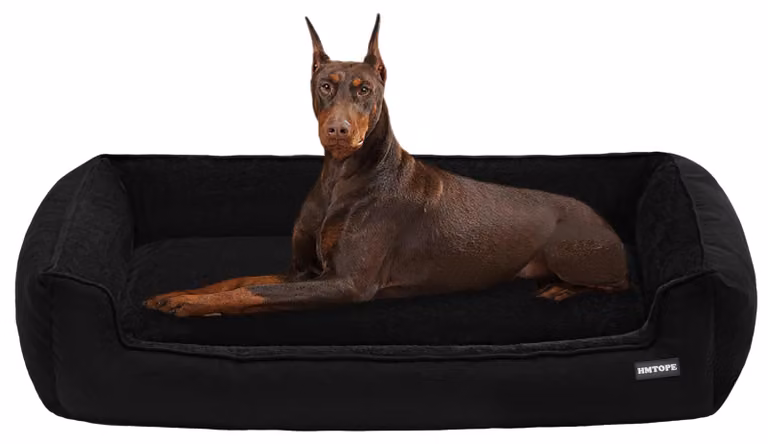 Cuccia per cani, taglia media - 120x90 cm, colore nero - Materiale: polipropilene. Imbottitura: fibra sintetica. Rivestimento: effetto lino. Adatta per uso interno