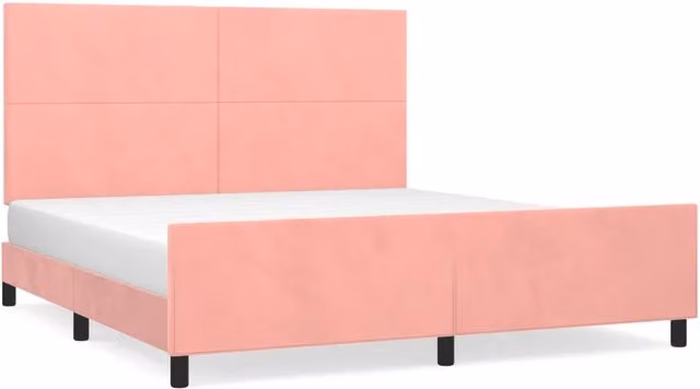 Letto matrimoniale | Letto per adulti | Giroletto con Testiera Rosa 160x200 cm in Velluto