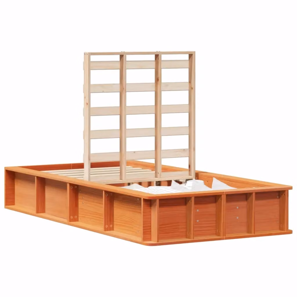 Struttura del letto moderna vidaXL in pino massello marrone cerato L/P/H: 200 x 90 x 110 cm – 2