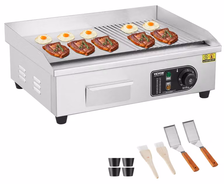 Piastra grill elettrica - Piastra da forno elettrica - Grill di contatto - Grill da tavolo - Piastra grill - Potenza: 3200W