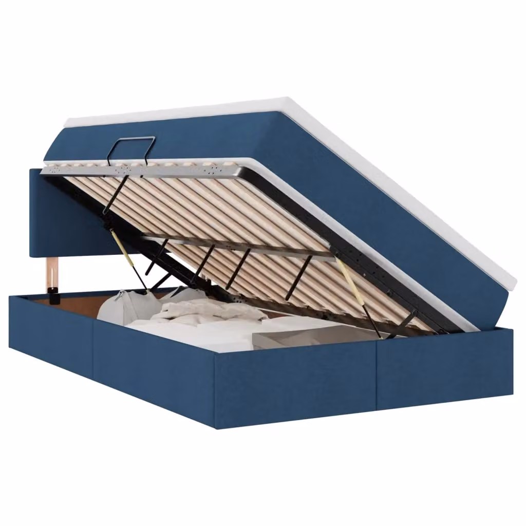 Letto con contenitore e illuminazione LED vidaXL in tessuto blu con porta USB, L/P/H: 120 x 200 x 204 cm – 2