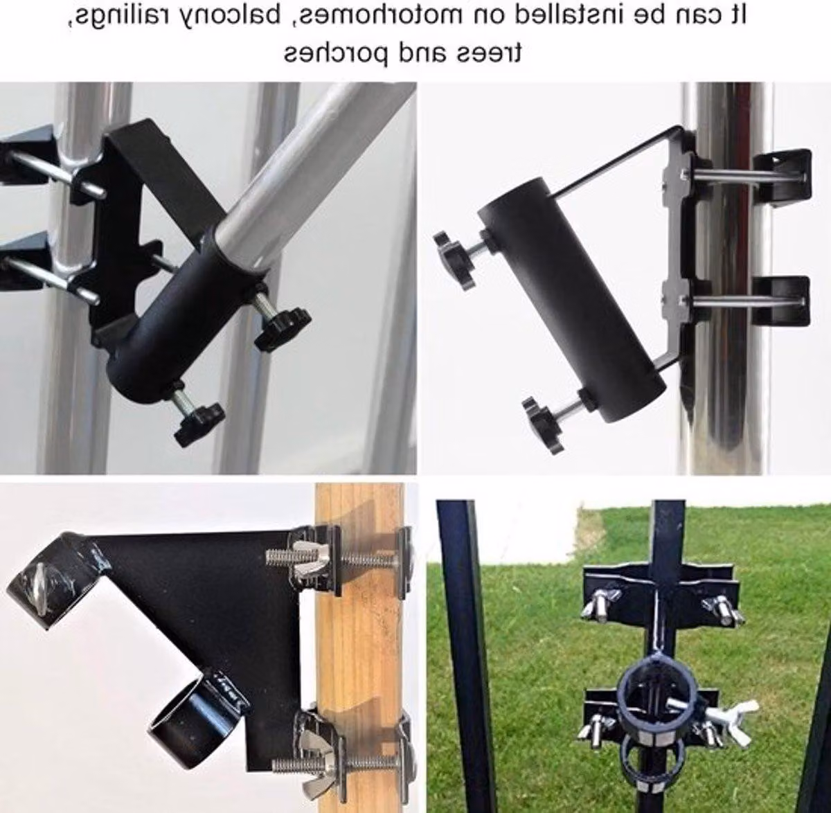 Set di fissaggio robusto per bandiera da balcone, supporto per bandiera in acciaio inossidabile per giardino e spazi esterni, ideale per ringhiere di balcone e morsetti per pali di bandiera
