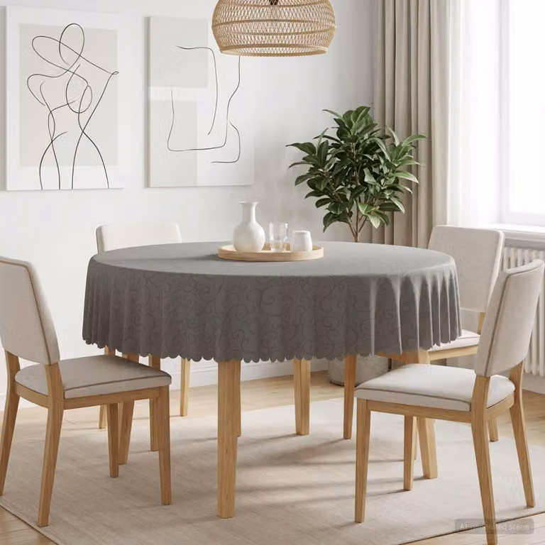 Set di 5 tovaglie rotonde vidaXL in jacquard poliestere, colore grigio, Ø 160 cm, idrorepellenti e lavabili in lavatrice