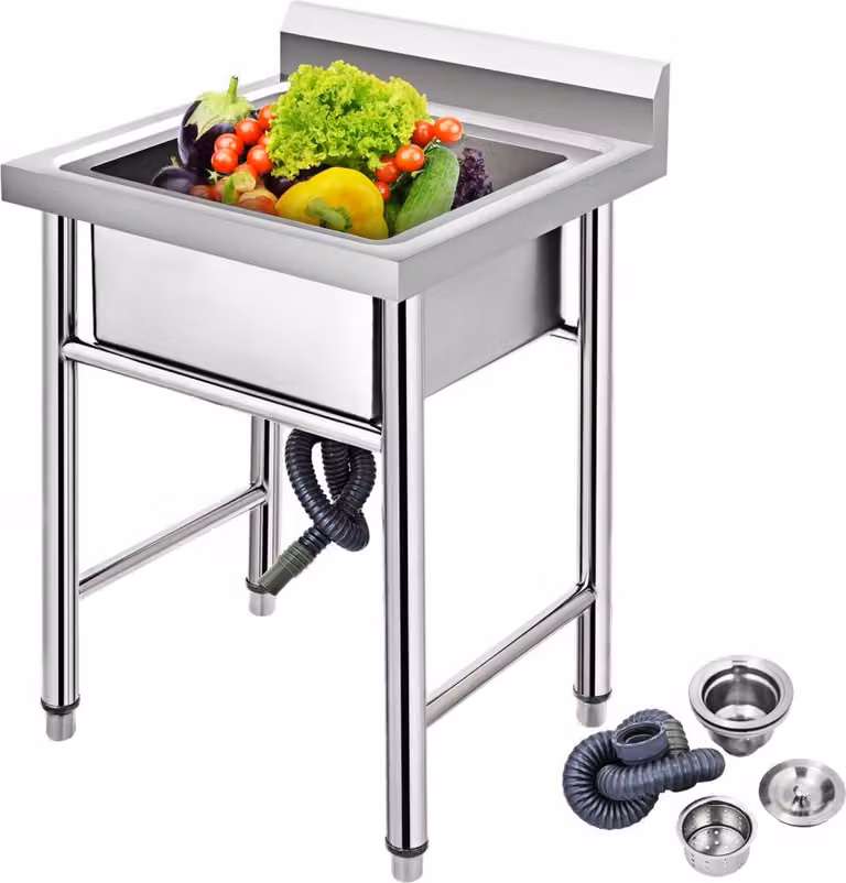 - Lavello in acciaio inox 44,45'' x 41,91'' x 25,4'' cm - Acciaio inox - Organizzatore da cucina - Lavello da campeggio - Organizzatore