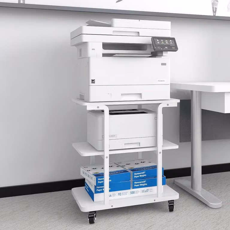 Tavolo per stampante con rotelle | Supporto per stampante a 3 strati 60 x 50 cm | Carrello mobile per stampante studio ufficio