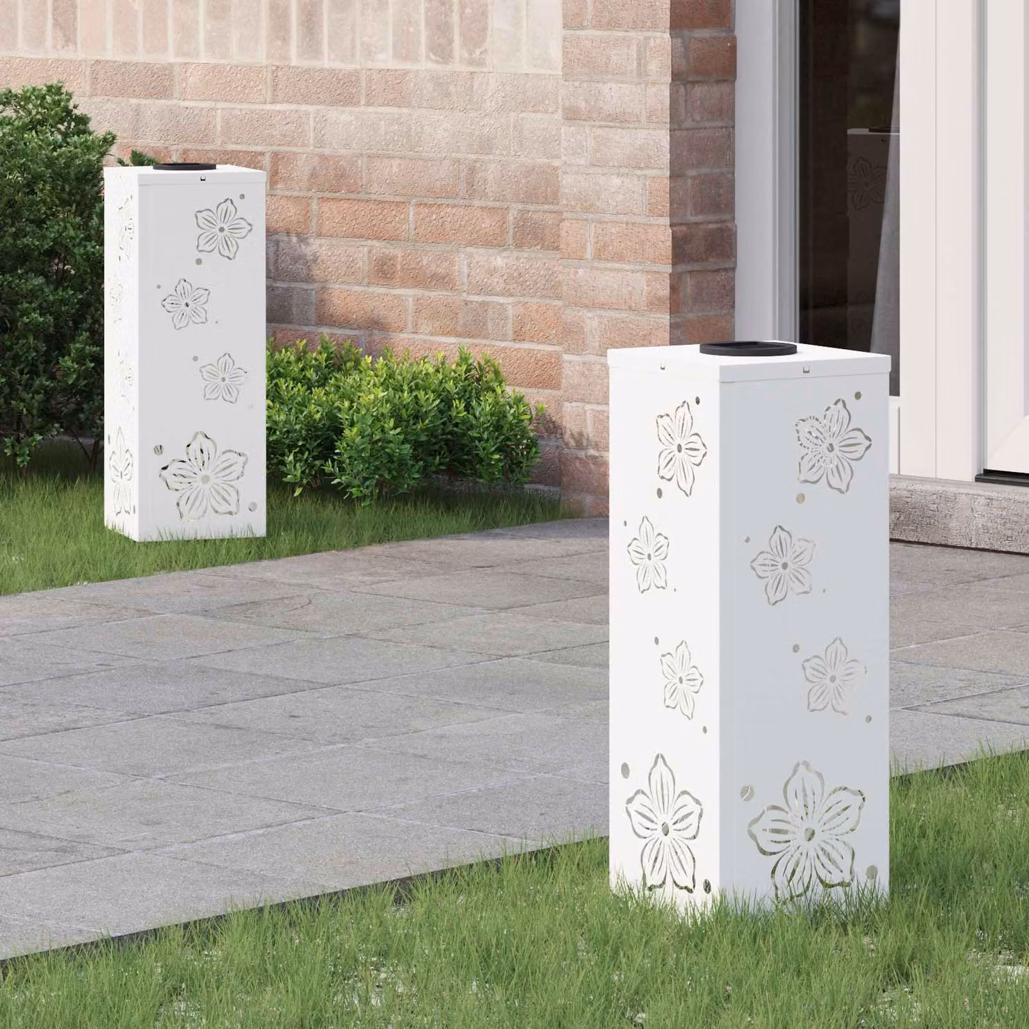 Set di 2 faretti LED solari vidaXL per sentieri e giardino, luce bianco caldo, H x L x P: 50 x 18 x 18 cm