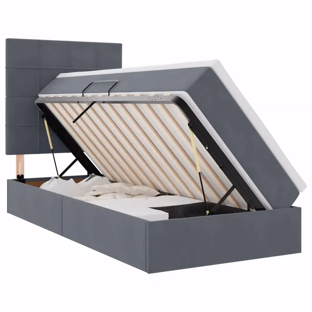 Letto con contenitore e materasso vidaXL Grigio, L: 100 cm, H: 204 cm, P: 200 cm – 2