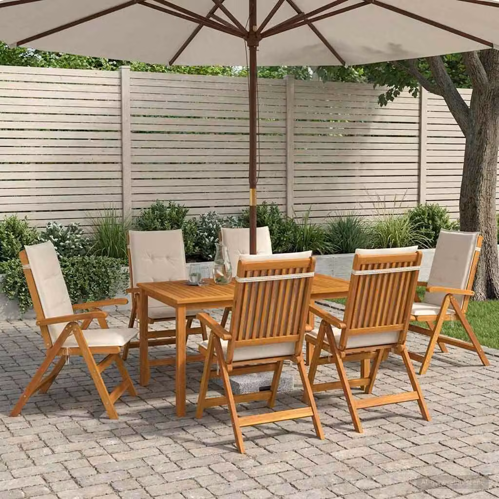 Set da pranzo da giardino vidaXL in legno di acacia naturale composto da 7 pezzi