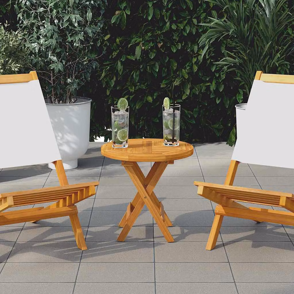 Piano Tavolo Rotondo in Legno Massello di Teak vidaXL, Marrone, Diametro: 40 cm, Spessore: 2,5 cm