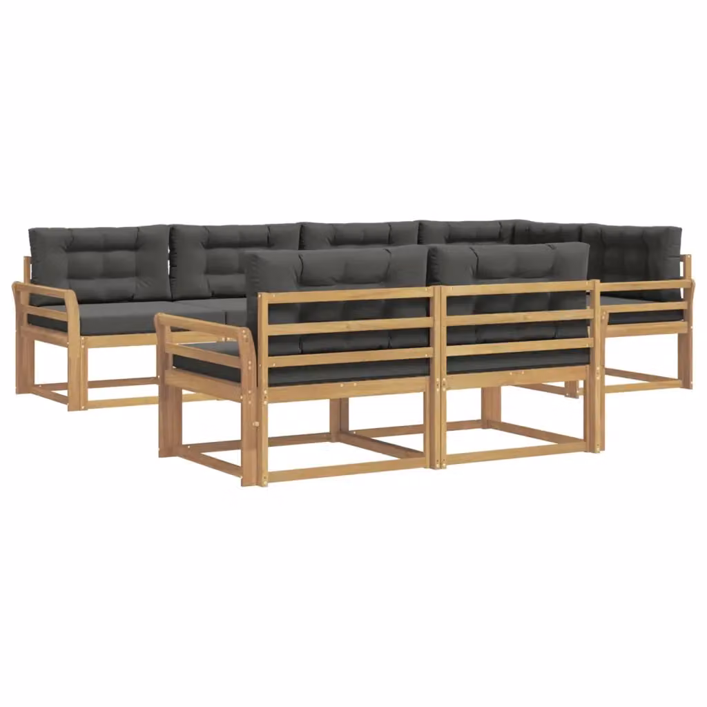 Set di divani da esterno a L vidaXL in legno di acacia con cuscini bianchi e antracite – 2