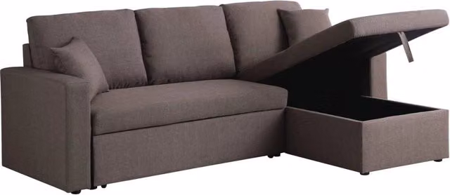 Divano ad angolo trasformabile con contenitore "Alain" - 221 x 145 x 85 cm - 3 posti a sedere - Taupe