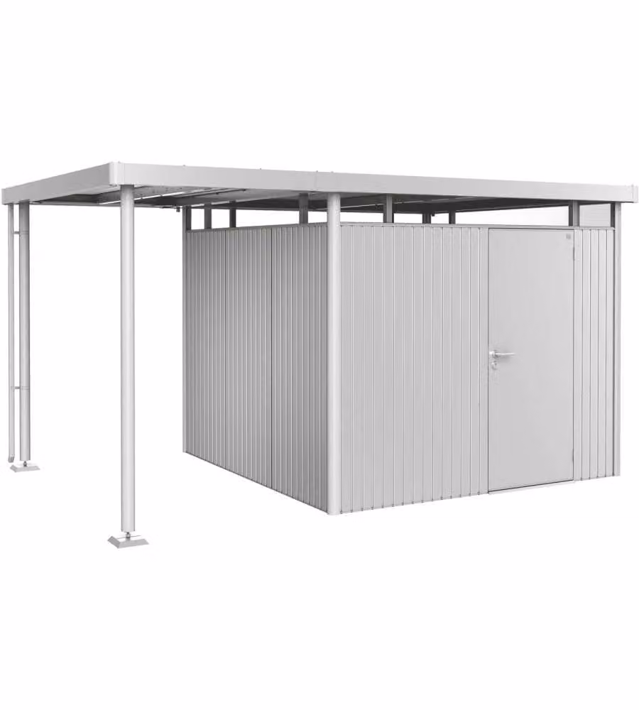 Biohort tettoia laterale per casetta da giardino argento 150x275 cm