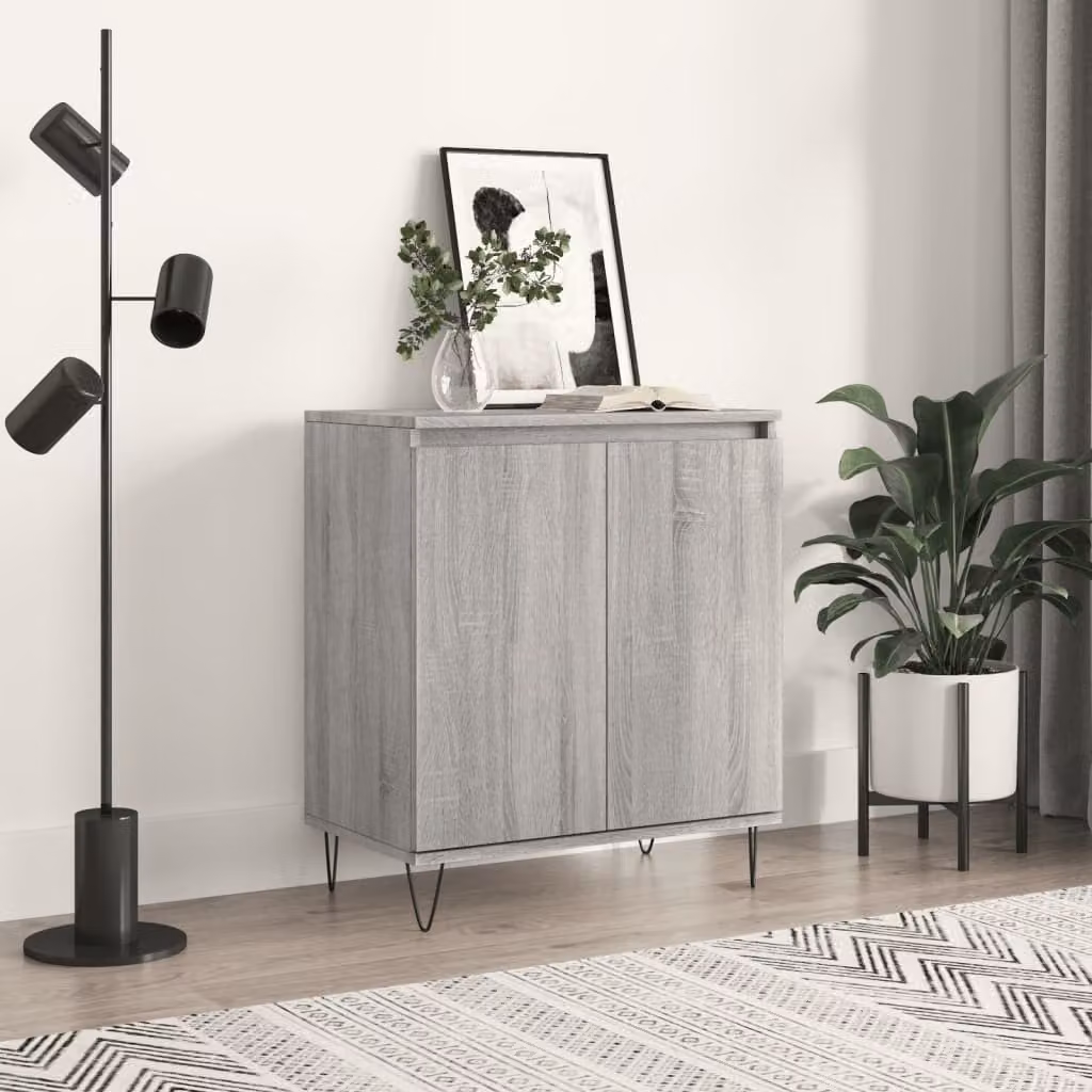 Credenza moderna vidaXL in legno multistrato e metallo, Grigio Sonoma, L: 60 cm, P: 35 cm, H: 70 cm