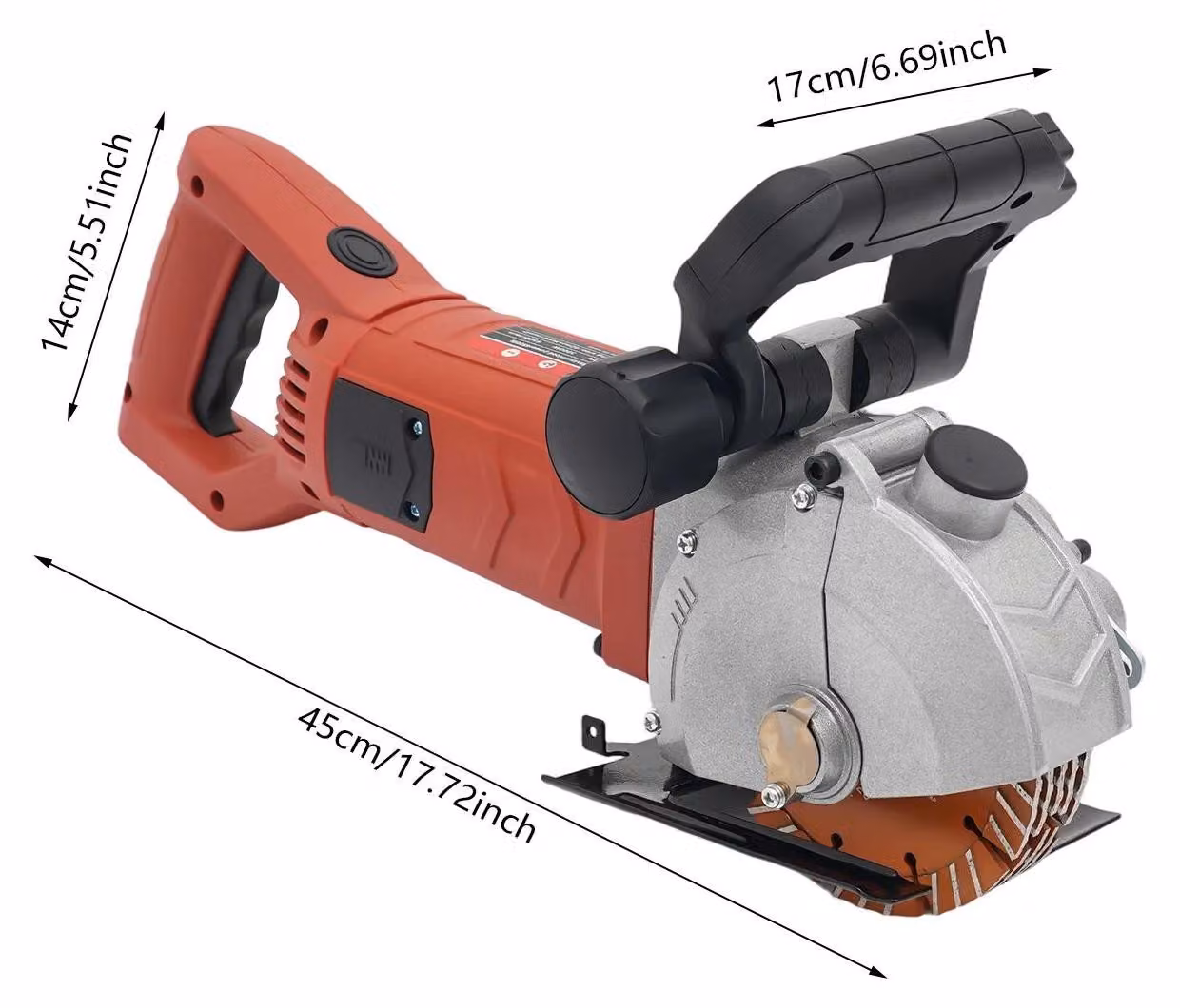 Scanalatrice per muri - Fresatrice per muri - 2700 W - Max 4800 W - 6200 giri/min - 5 dischi - 220 V - Per calcestruzzo/marmo/granito - Rossa