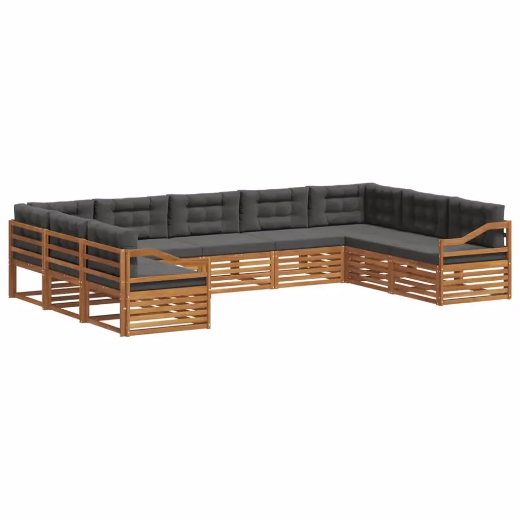 Set di divani da esterno a L vidaXL in legno di acacia con cuscini beige e antracite – 2