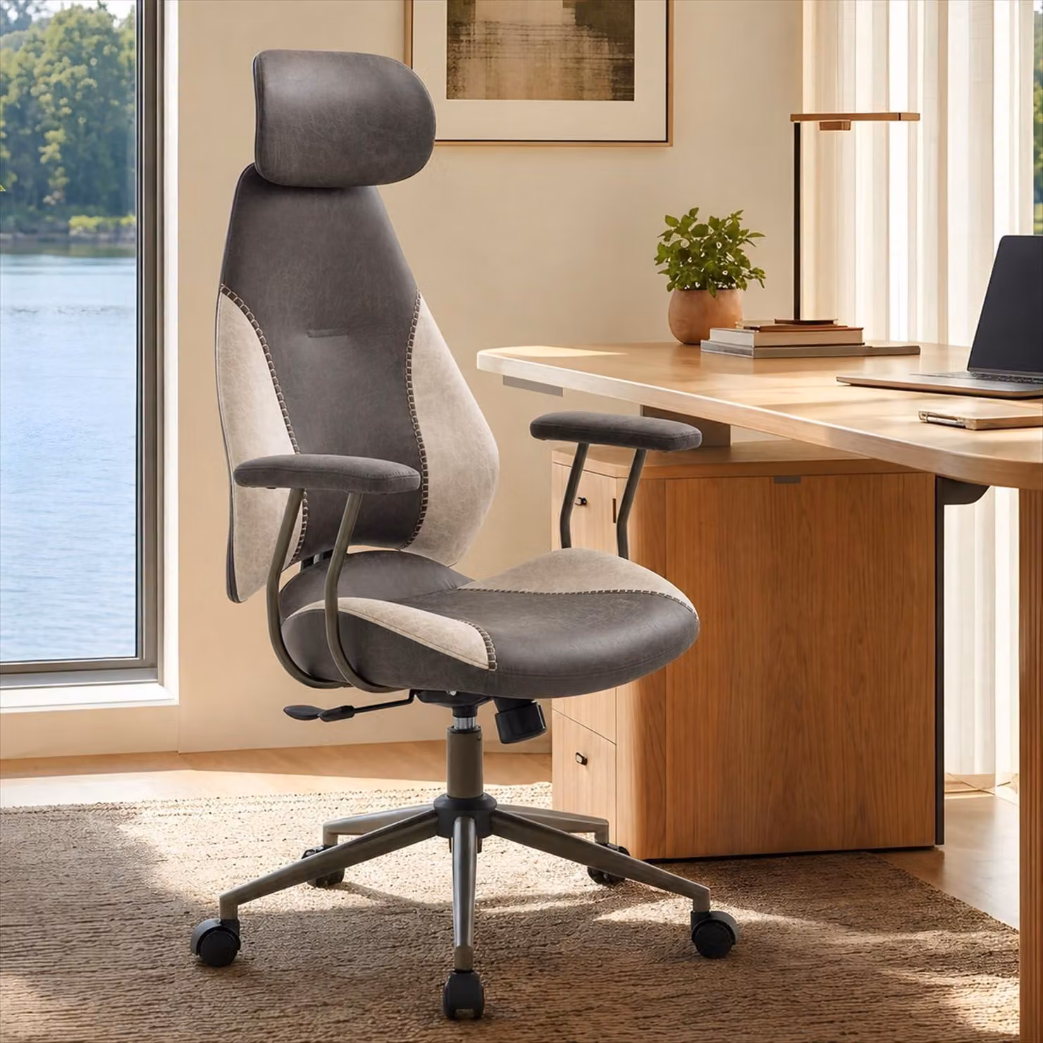 Sedia da ufficio ergonomica con schienale alto e poggiatesta