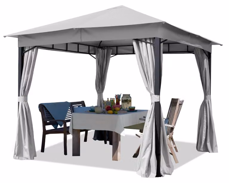 TOOLPORT Gazebo da Giardino 3x4 m con telo impermeabile da ca. 180g/m² - 4 teli laterali grigio