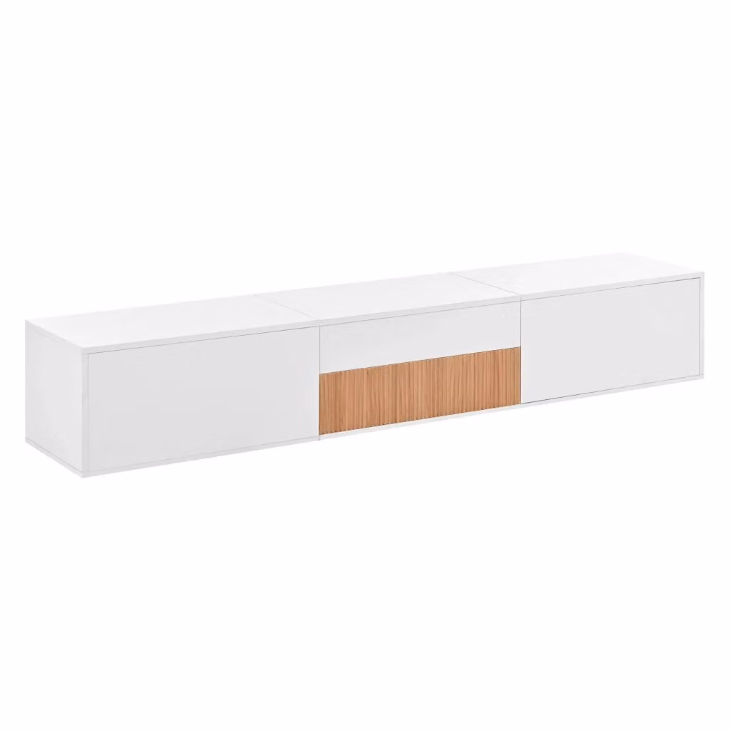 Mobile TV Minimal design supporto proiettore bianco e legno L/P/H: 180 x 34 x 30 cm – 2