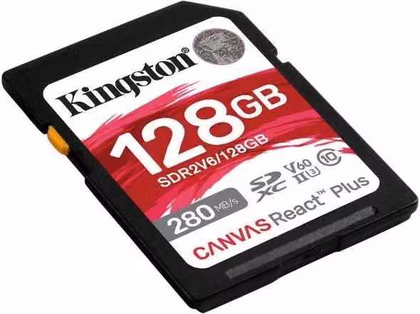 Scheda di memoria SDXC Kingston Canvas React Plus da 128 GB UHS-II V60 per Full HD e 4K colore nero SDR2V6/128GB – 1