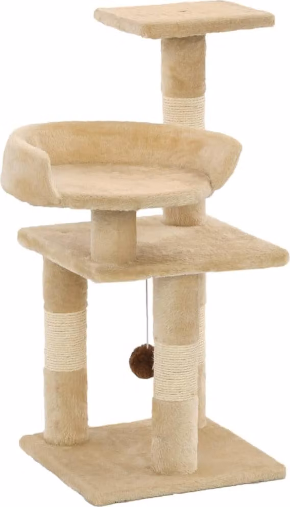 The Living Store Tiragraffi per gatti con tiragraffi in sisal 65 cm Beige