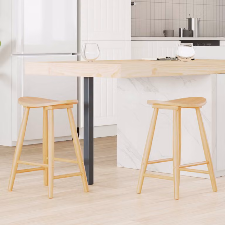 Set di 2 sedie da pranzo vidaXL in legno di gomma naturale stile mid-century L/P/H: 46 x 37 x 63 cm