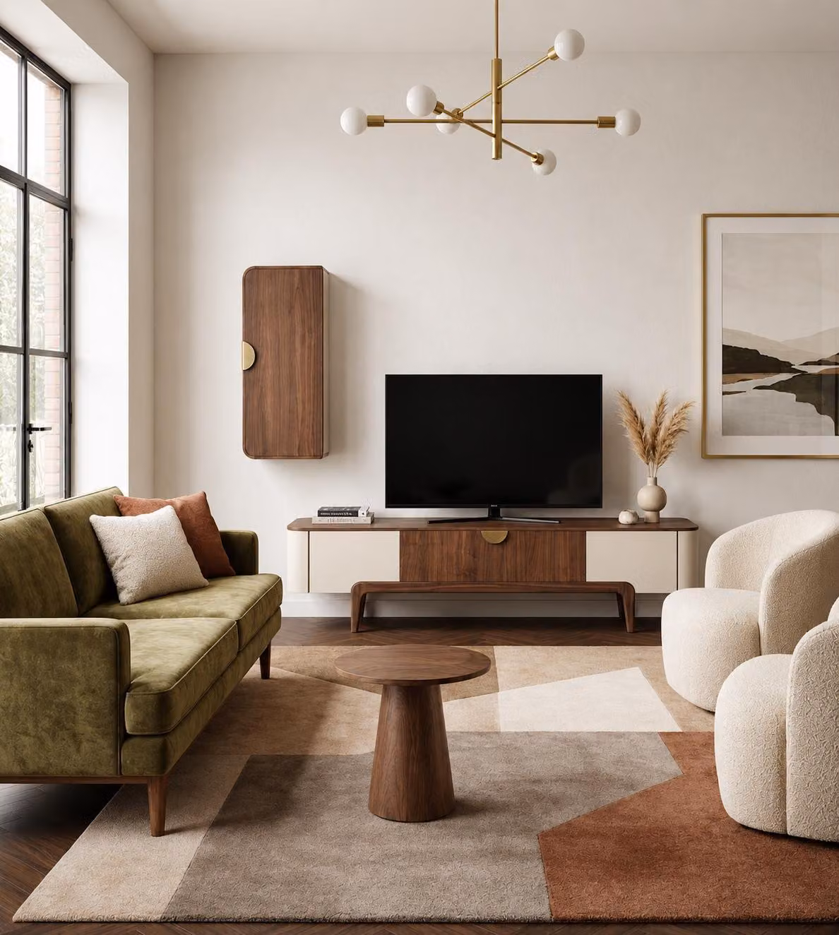 Set per soggiorno composto da parete attrezzata per la TV e tavolino abbinato