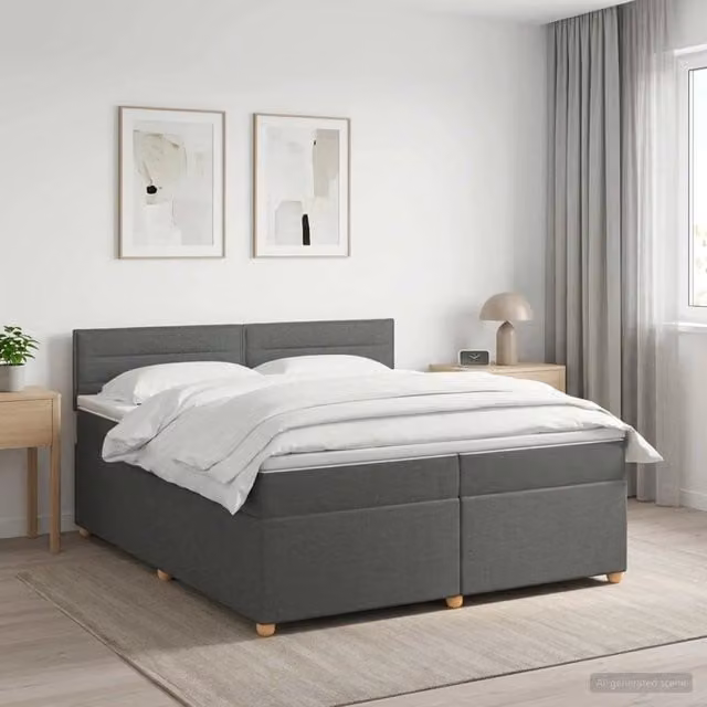 Letto box spring con materasso ibrido vidaXL Grigio Scuro L/P: 200 x 200 cm