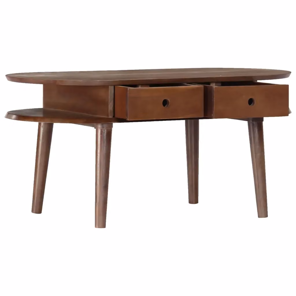 Tavolino da soggiorno rettangolare in legno massello di acacia color marrone L: 100 cm, P: 50 cm, H: 46 cm – 2