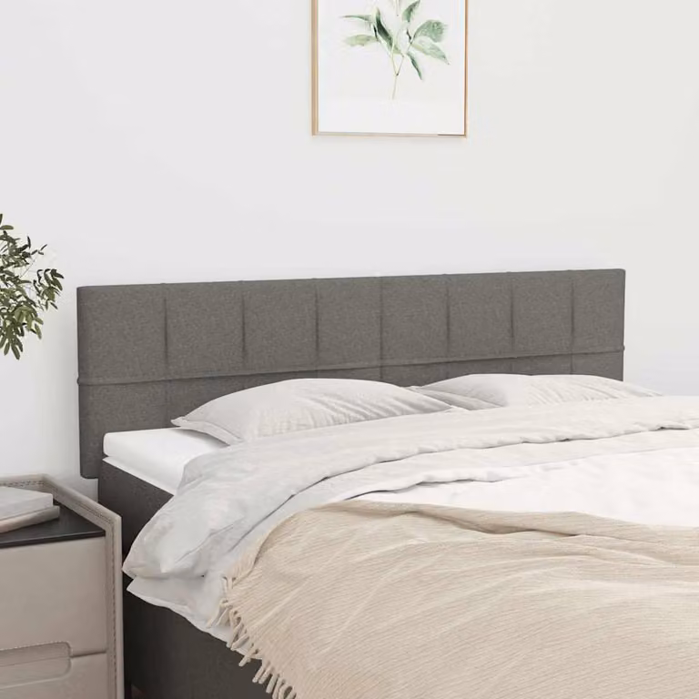 Testiera per letto imbottita vidaXL in tessuto grigio, L: 144 cm, P: 5 cm, H: 78-88 cm