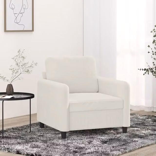 Poltrona moderna vidaXL in velluto beige con struttura in metallo e braccioli