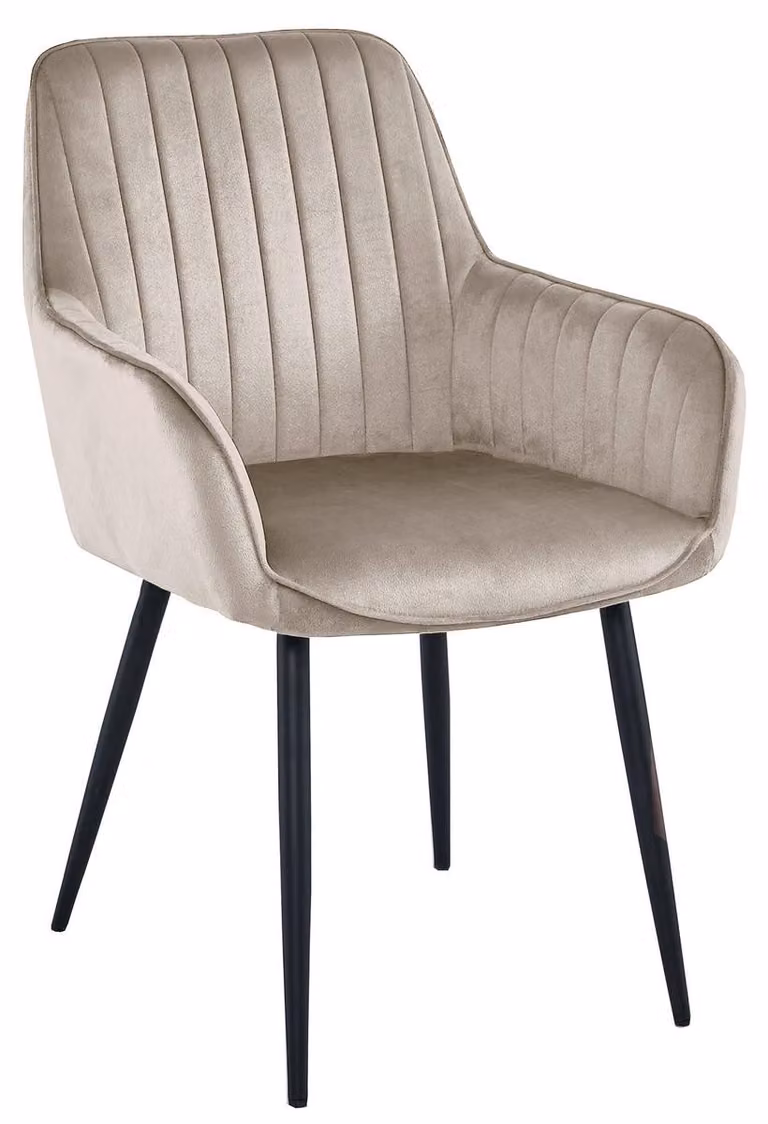 Sedia di design Solden in velluto beige scuro con gambe nere