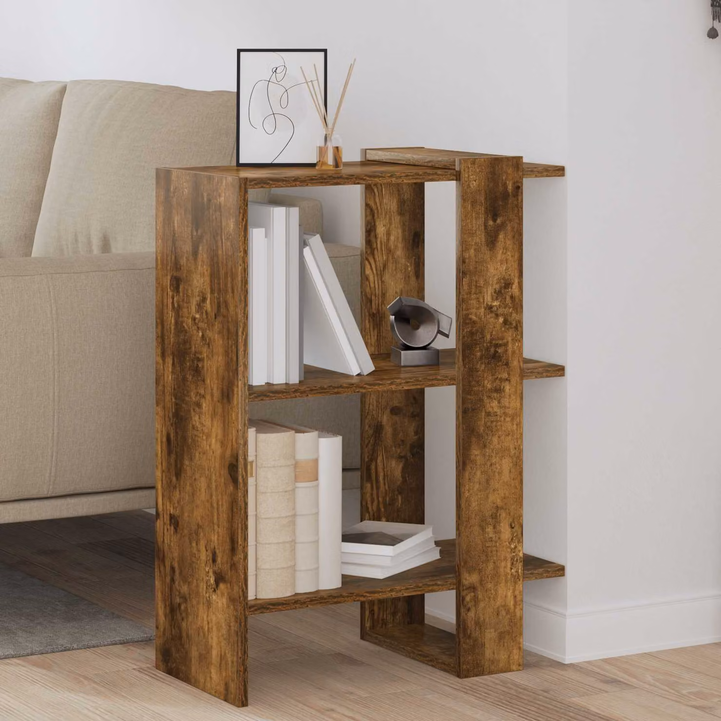 Libreria vidaXL a 2 livelli in legno ingegnerizzato marrone L: 52 cm, P: 25 cm, H: 71,5 cm