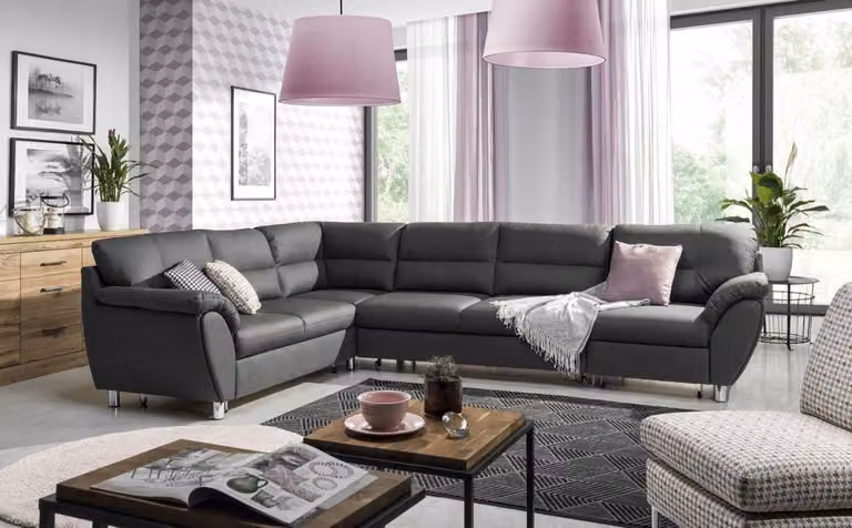 Wohnlandschaft Schlafsofa U-Form Stoff Textil Sofa Couch Polster Eck Garnitur