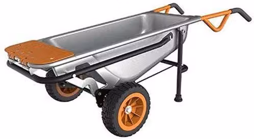 Carriola multifunzione Aerocart WG050 WORX con 8 funzioni, portata 136 kg, arancione e nera in acciaio