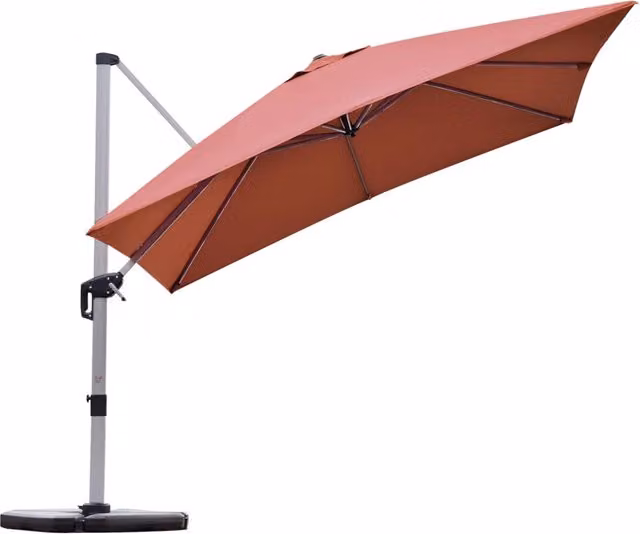 Ombrellone quadrato con base incrociata con palo in alluminio, Ombrellone con inclinazione regolabile Arancione-Ombrelloni