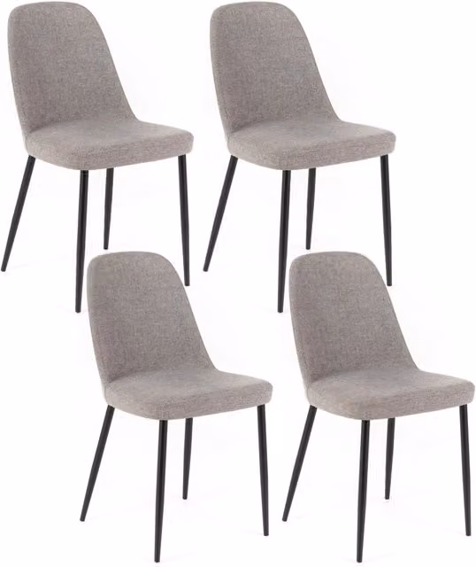 Set 4 Sedie 55x46xH85 cm in Tessuto Tamara Grigio Chiaro