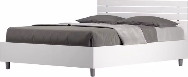 BS COM Letto matrimoniale francese senza rete 140x200 testata dritta con doghe bianco frassino