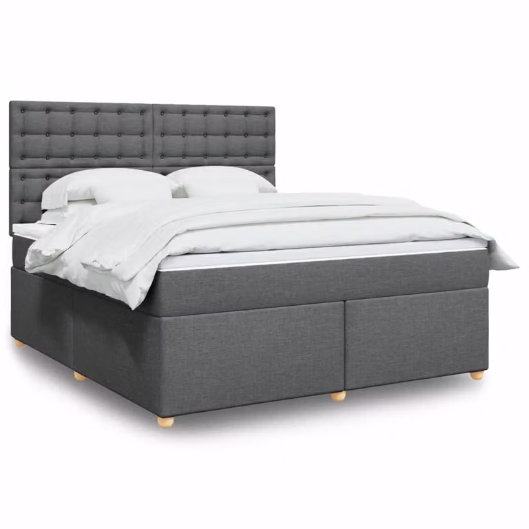vidaXL Giroletto a Molle con Materasso Ibrido in Tessuto Grigio e Bianco L/P/H: 180 x 200 cm