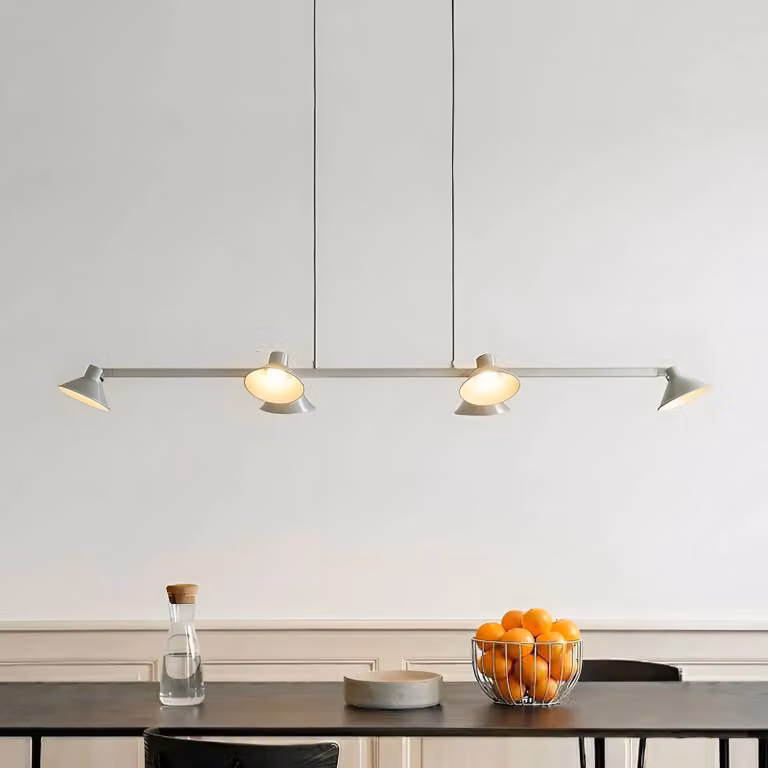 Lucande Lampada LED a sospensione Steve, alluminio, 113 cm, 6 luci, Steve Lucande, dimmerabile, Alluminio / Grigio / Zincato, Soggiorno / Sala da pranzo, Metallo, Moderno