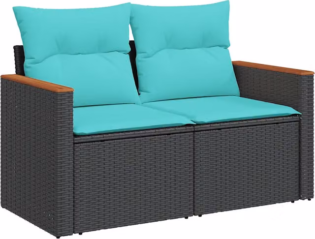 Set Divani da Giardino 11 pz con Cuscini Nero in Polyrattan 3226428