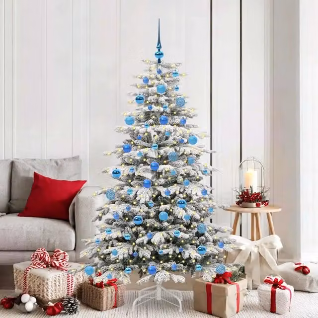 Albero di Natale artificiale bianco con luci LED vidaXL Altezza: 180 cm, Larghezza: 120 cm