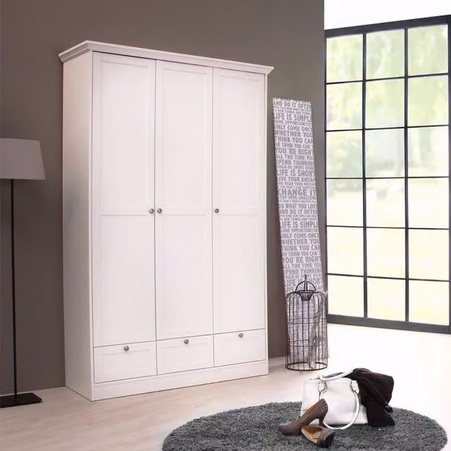 Armadio tre ante e tre cassetti Landwood18 colore bianco