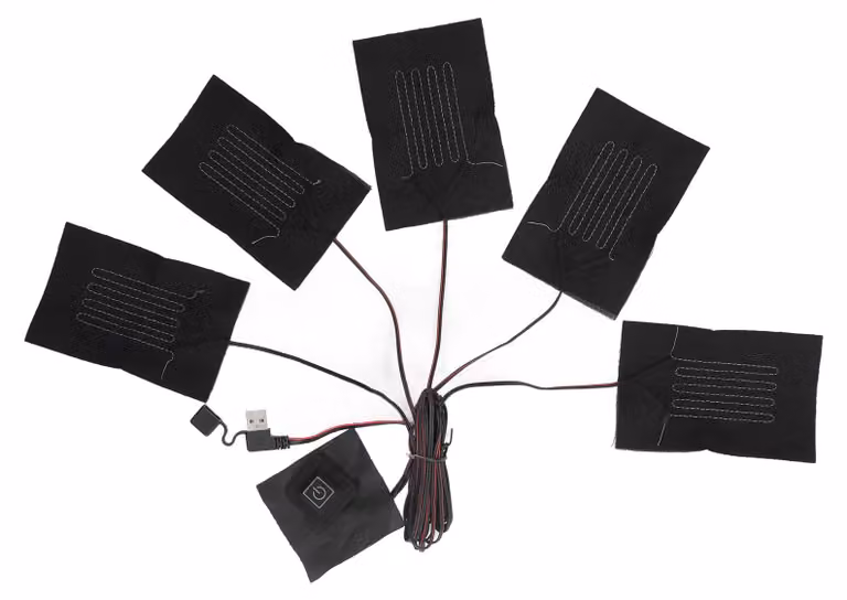 Gilet elettrico 5 in 1, cuscino riscaldante in tessuto, 3 velocità, temperatura regolabile, riscaldamento USB, impermeabile, riscaldamento in fibra composita
