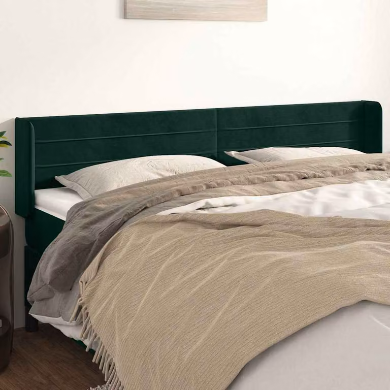 Testiera ad orecchio vidaXL in velluto verde scuro, L: 183 cm, P: 16 cm, H: 78-88 cm