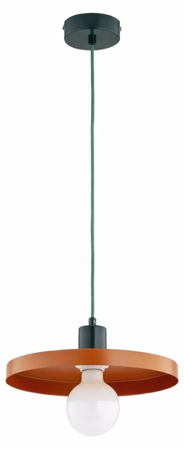 Lampada a sospensione a disco piatto LITO giallo-arancione 1xE27x15W in metallo, dimensioni: 80x30x30 cm, IP20, Alfa