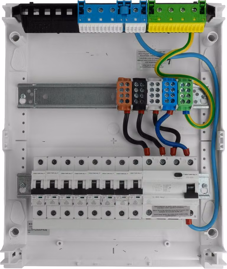 Scatola portafusibili Scatola di distribuzione da superficie Hager 2x12 moduli 8xMCB 1xRCCB Cablata VDE Armadio di distribuzione Fusibili 370x305x96,5mm Doktorvolt