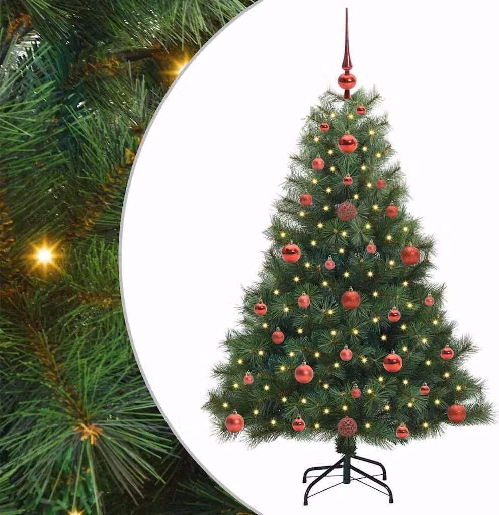 Albero di Natale artificiale con 150 LED Verde 120 cm PE e PVC