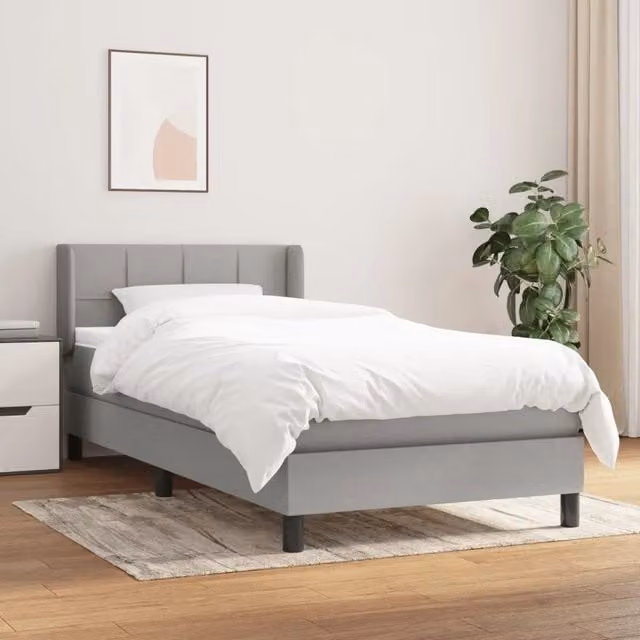Letto Ibrido vidaXL con Giroletto a Molle e Materasso Grigio Chiaro e Bianco L/P/H: 100 x 200 x 25 cm
