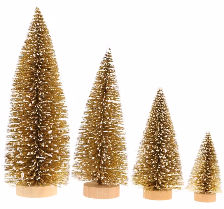 Mini albero di Natale decorativo, 4 pezzi, sisal, abete artificiale, altezza 12-25 cm